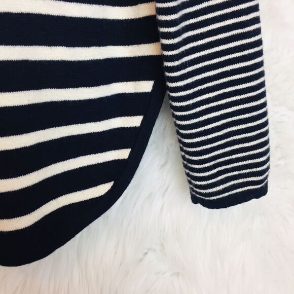 Madewell Navy & White Striped Curved Hem‎ Sweater - Picture 6 of 8